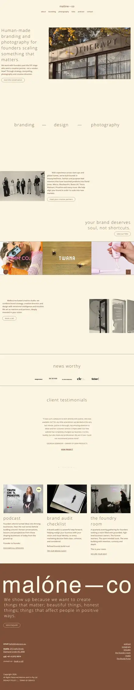 Malone Co Studio website, built by Scalus